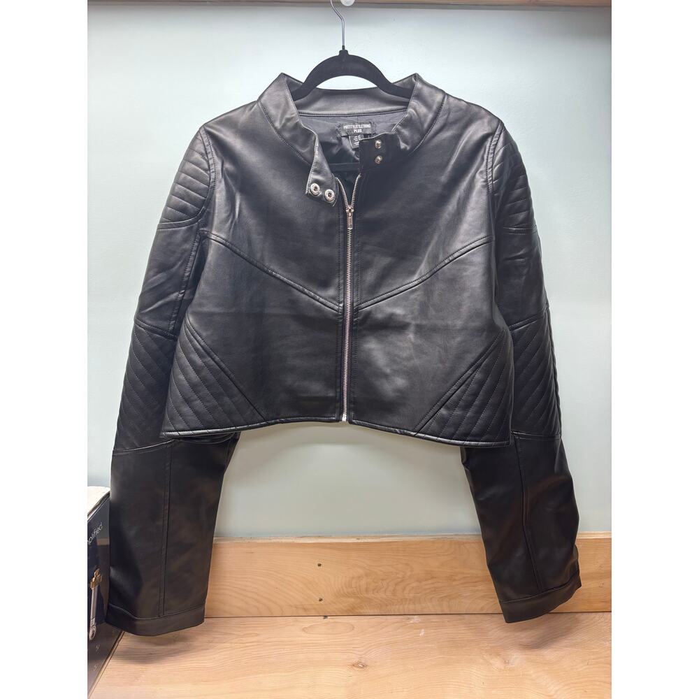 Prettylittlething Faux Leather Cropped Jacket, Size 20